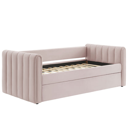 Veyla Tufted Velvet Twin Daybed with Trundle