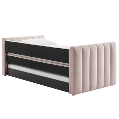 Veyla Tufted Velvet Twin Daybed with Trundle