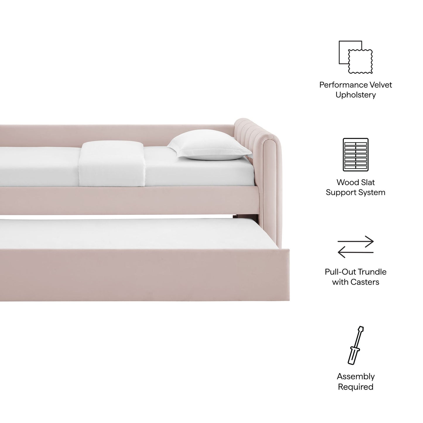 Veyla Tufted Velvet Twin Daybed with Trundle