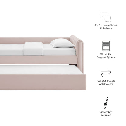 Veyla Tufted Velvet Twin Daybed with Trundle