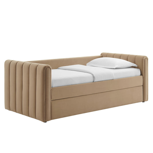 Veyla Tufted Velvet Twin Daybed with Trundle