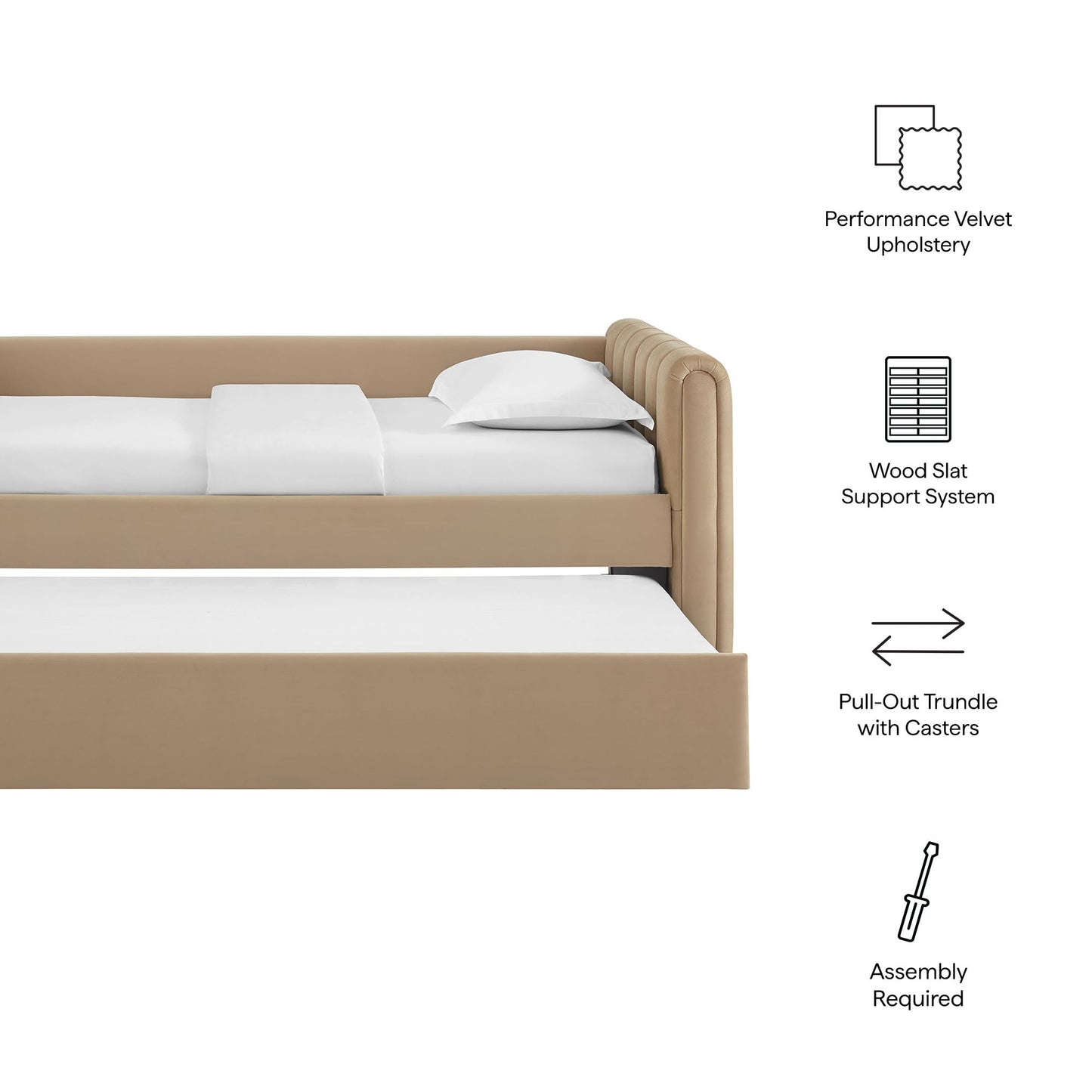 Veyla Tufted Velvet Twin Daybed with Trundle