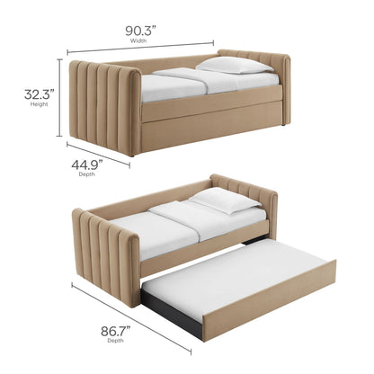 Veyla Tufted Velvet Twin Daybed with Trundle