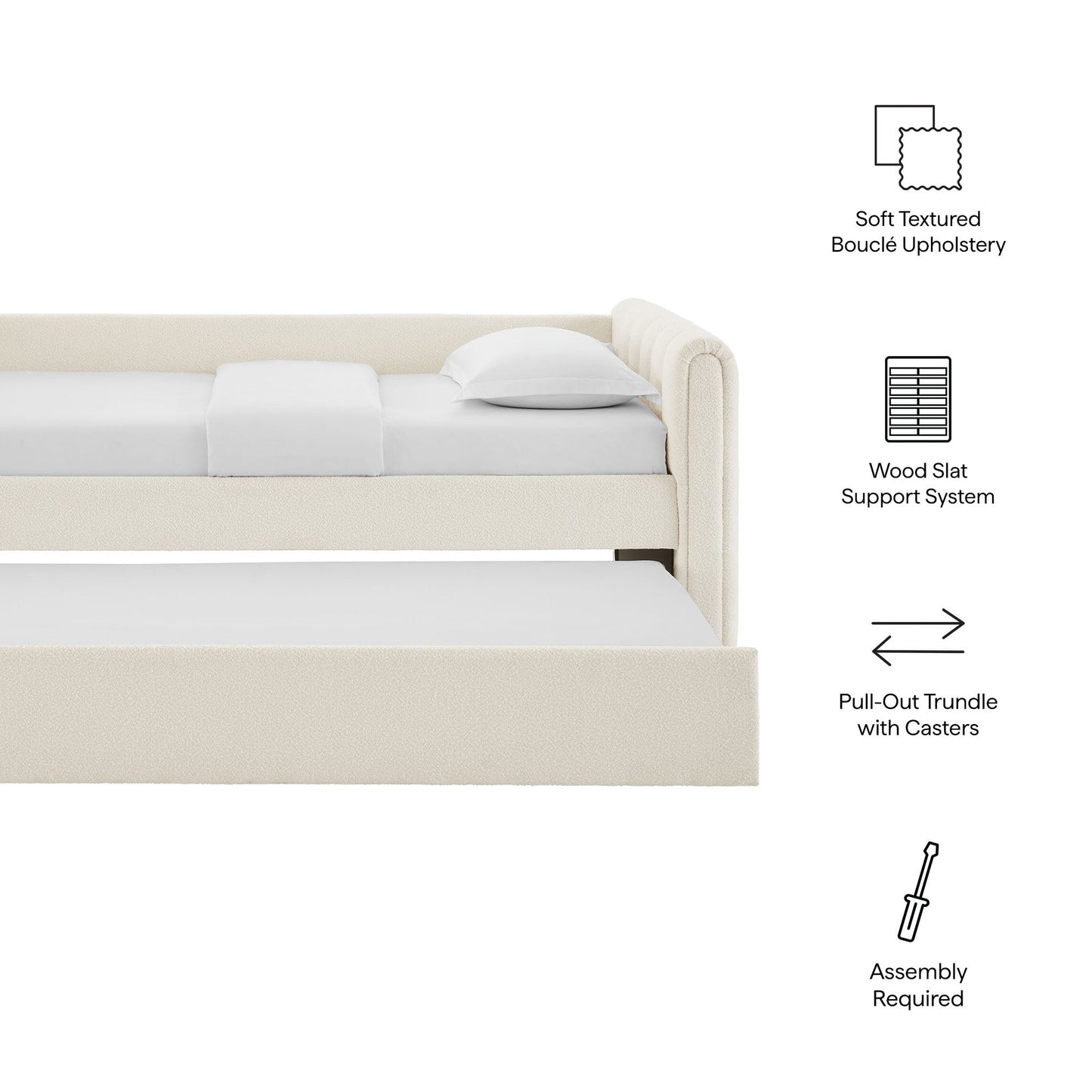 Veyla Tufted Boucle Twin Daybed and Trundle