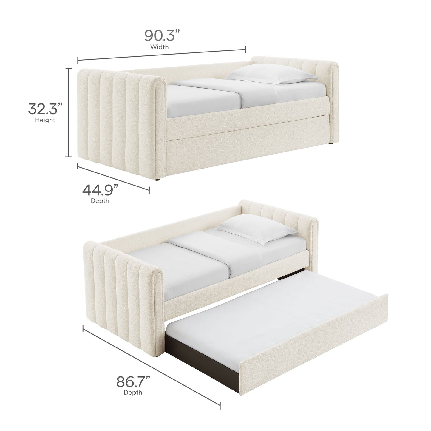 Veyla Tufted Boucle Twin Daybed and Trundle