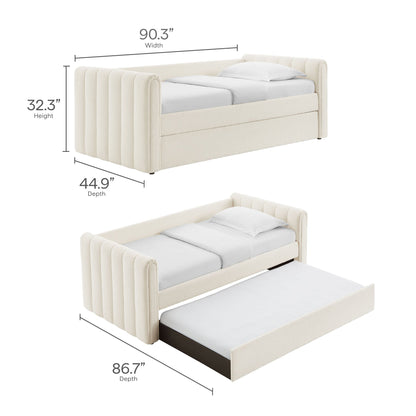 Veyla Tufted Boucle Twin Daybed and Trundle