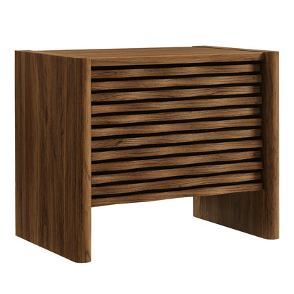 Emric Wave Nightstand by Modway in walnut finish with horizontal slatted front drawers on Tampa Home & Garden Store