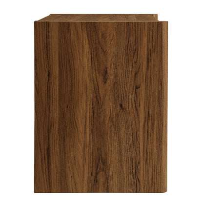 Emric Wave Nightstand HouseOfZazla wood veneer front panel in warm walnut finish top-edge view on Tampa Home & Garden Store