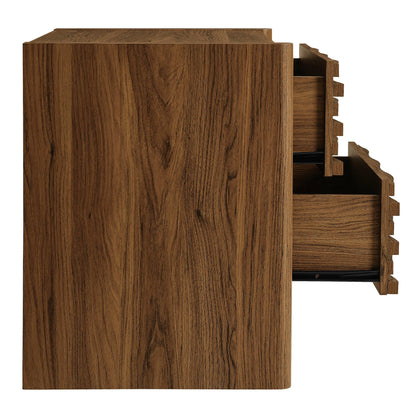 Emric Wave Nightstand walnut finish wooden case goods with stacked right-side drawers on Tampa Home & Garden Store