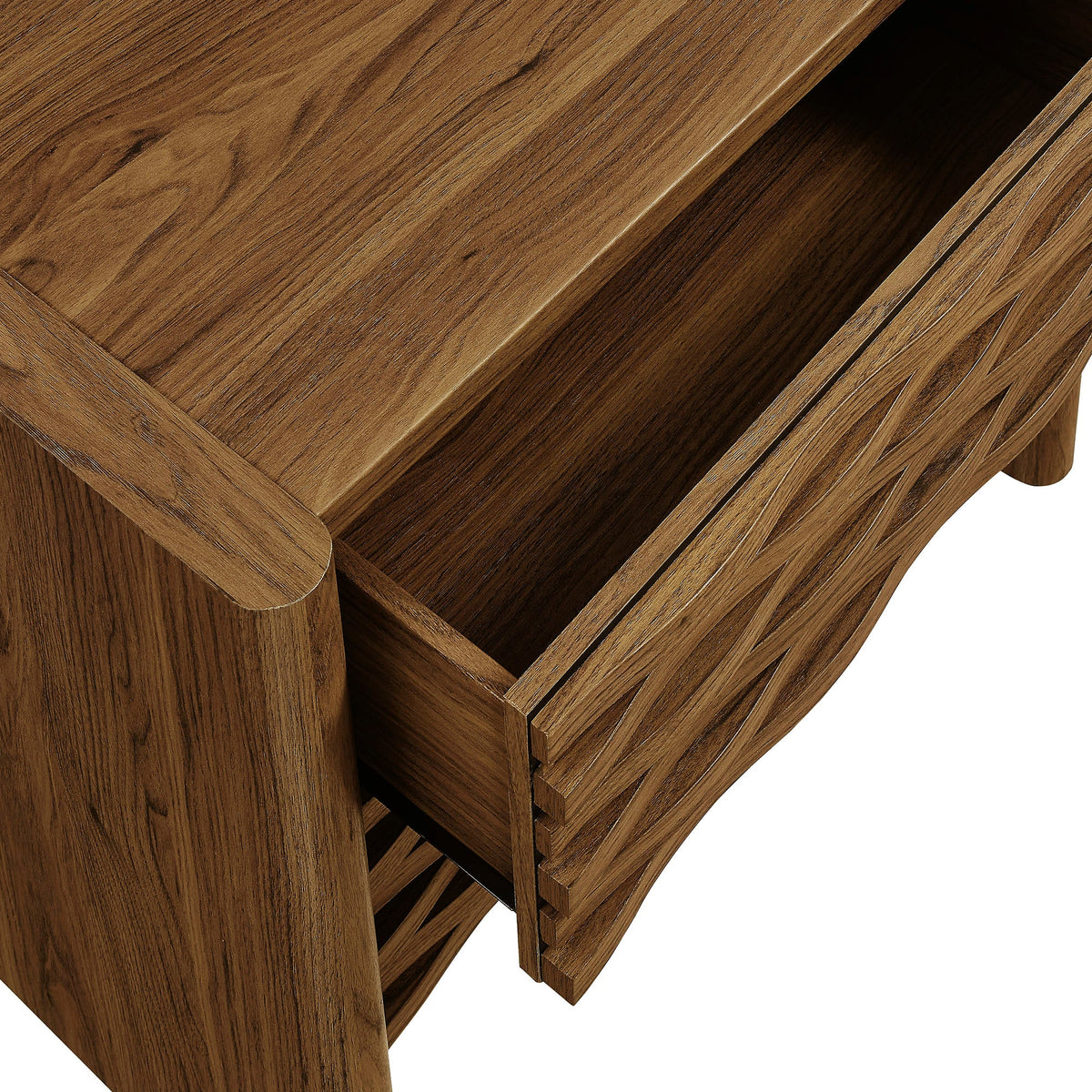 Emric Wave Nightstand by Modway in warm walnut wood with grain on Tampa Home & Garden Store