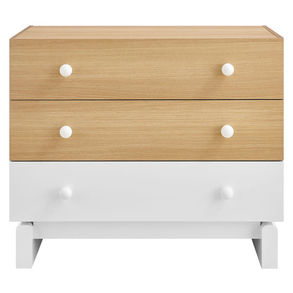 Nolia 3-Drawer Color Block Dresser by Modway in natural wood finish with white knobs on Tampa Home & Garden Store