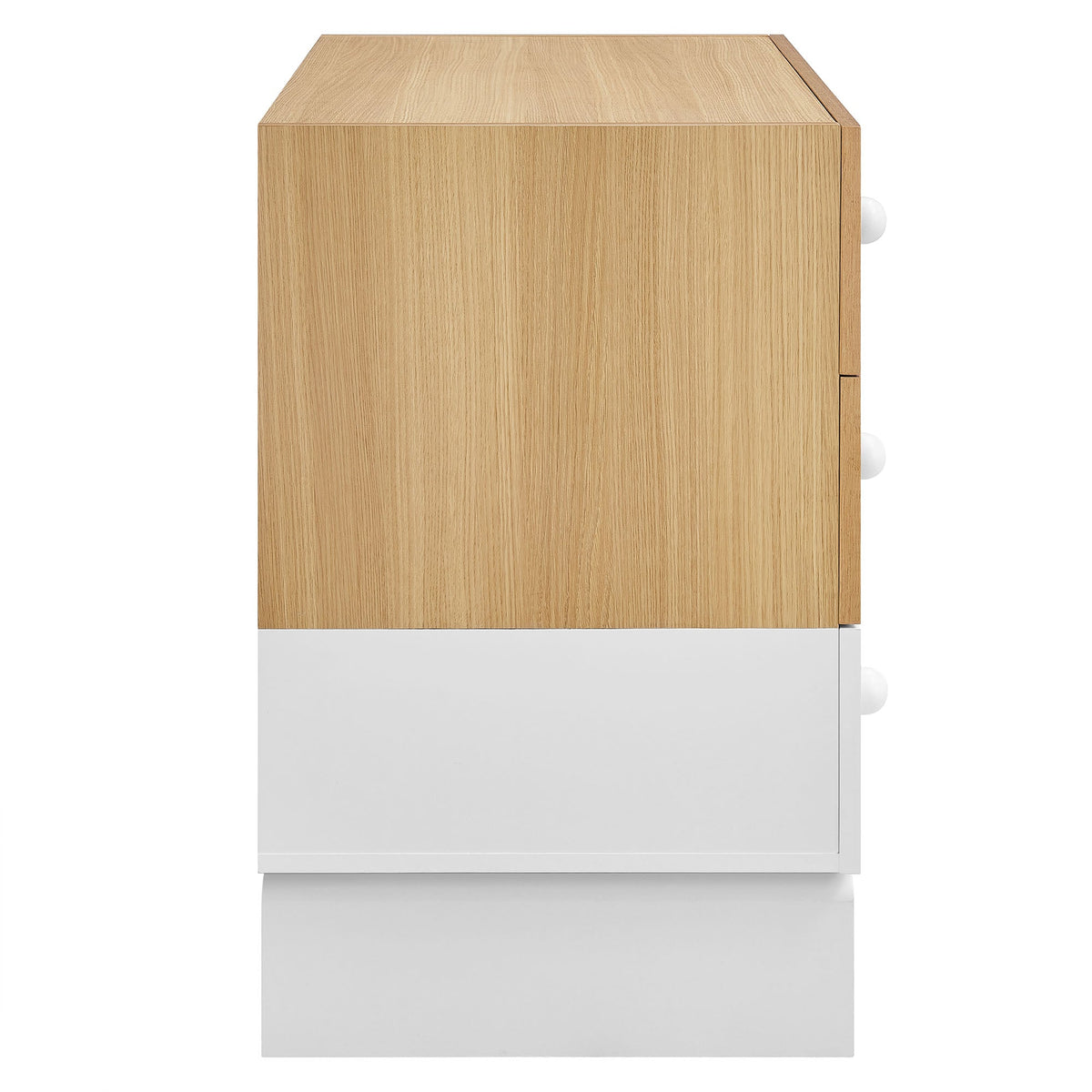 Nolia 3-Drawer Color Block Dresser by HouseOfZazla, natural oak & white two-tone finish on Tampa Home & Garden Store