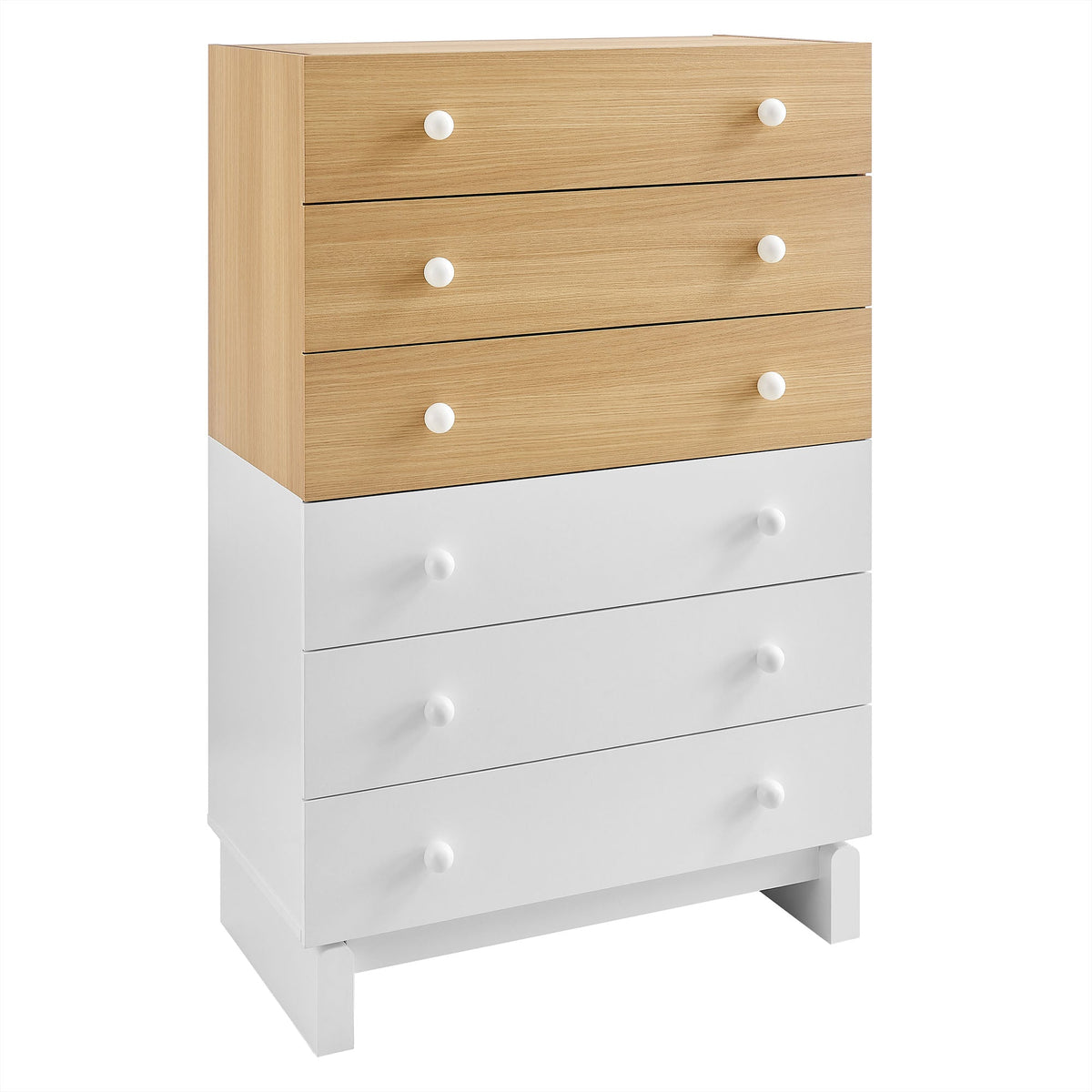 Nolia 6-Drawer Color Block Dresser chest natural wood & white finish by Modway on Tampa Home & Garden Store
