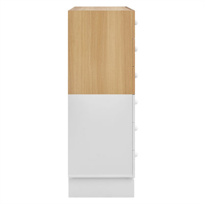 Nolia 6-Drawer Color Block Dresser Chest by Modway with oak top and white base on Tampa Home & Garden Store