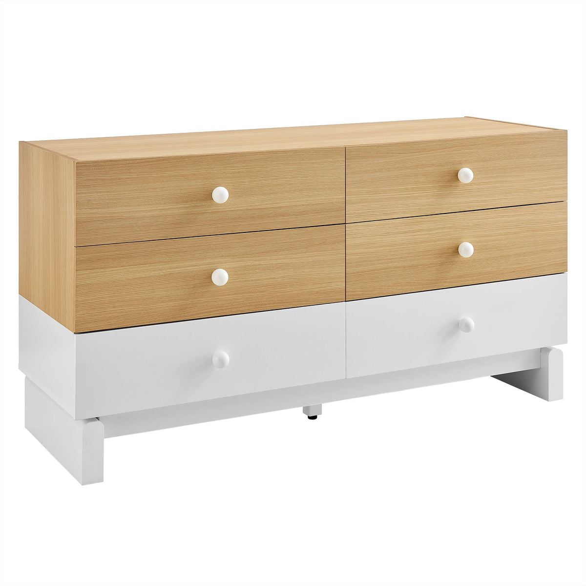 Nolia 6-Drawer Color Block Dresser natural wood and white finish by Modway on Tampa Home & Garden Store