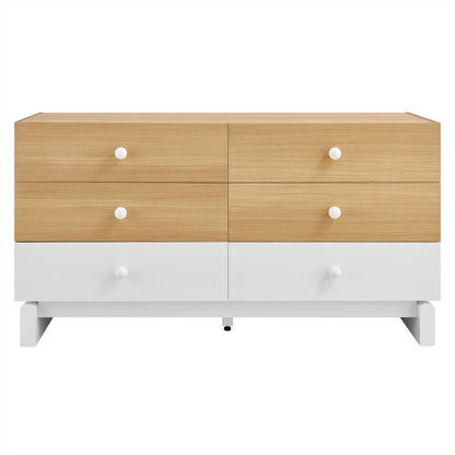 Nolia 6-Drawer Color Block Dresser by Modway wood and white with white knobs on Tampa Home & Garden Store