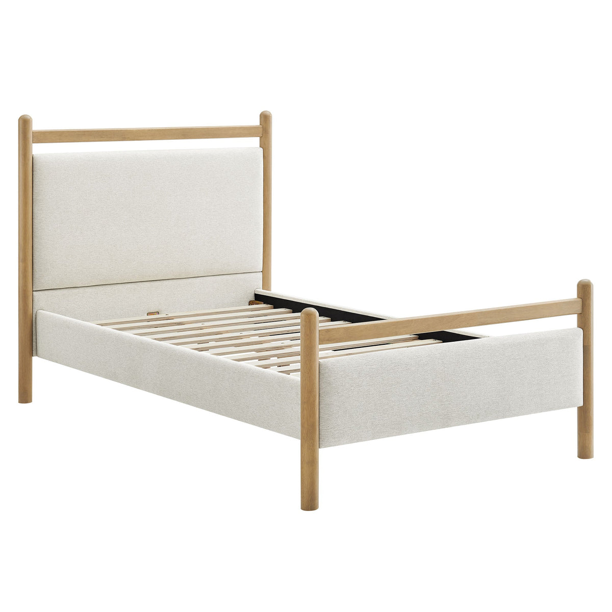 Ginny Platform Bed Frame by Modway, light wood with upholstered headboard on Tampa Home & Garden Store