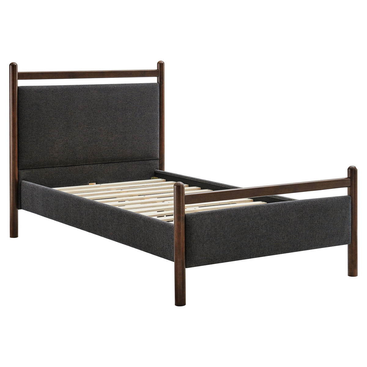 Ginny Platform Bed Frame by Modway in dark wood with charcoal upholstered headboard on Tampa Home & Garden Store