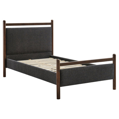Ginny Platform Bed Frame by Modway in dark wood with charcoal upholstered headboard on Tampa Home & Garden Store
