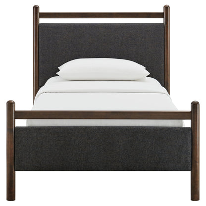 Ginny Platform Bed Frame by Modway, dark wood frame with charcoal fabric headboard on Tampa Home & Garden Store