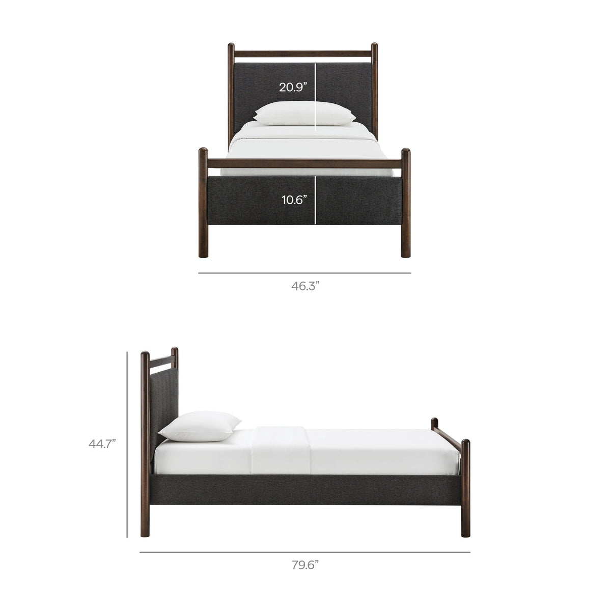 Ginny Platform Bed Frame by Modway with charcoal headboard and footboard on wood frame on Tampa Home & Garden Store