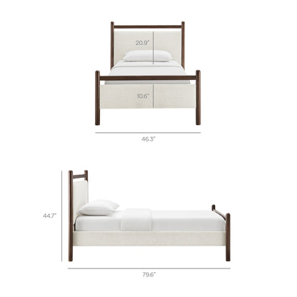 Ginny Platform Bed Frame by Modway with dark wood posts and beige upholstered panels on Tampa Home & Garden Store