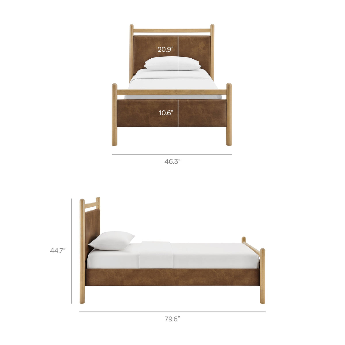 Ginny vegan leather platform bed frame by Modway with upholstered panels on wood frame on Tampa Home & Garden Store