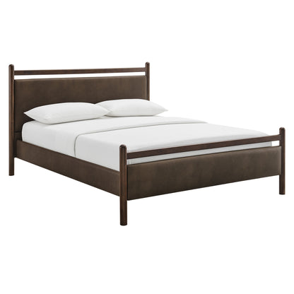 Ginny vegan leather platform bed frame by Modway in dark brown with padded headboard on Tampa Home & Garden Store
