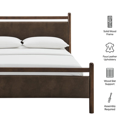 Ginny vegan leather platform bed frame with solid wood frame and faux leather upholstery on Tampa Home & Garden Store