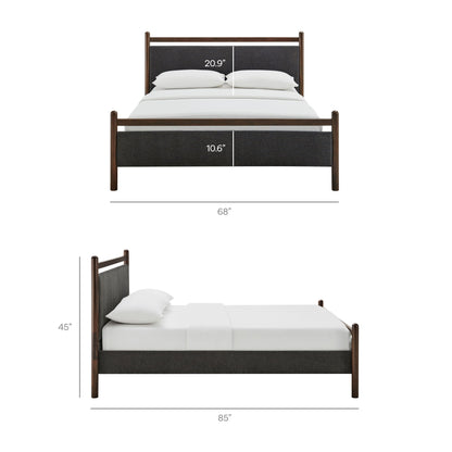Ginny Platform Bed Frame by Modway with dark gray upholstered headboard and footboard wood posts on Tampa Home & Garden Store
