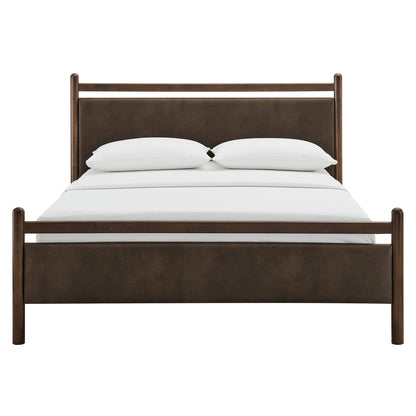 Ginny vegan leather platform bed frame by Modway in dark brown with upholstered headboard on Tampa Home & Garden Store