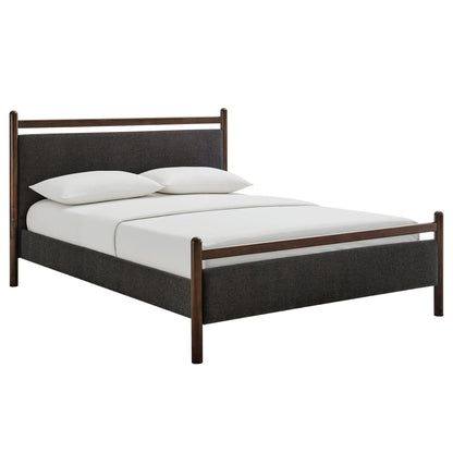 Ginny platform bed frame by Modway with dark wood frame and charcoal upholstered headboard on Tampa Home & Garden Store