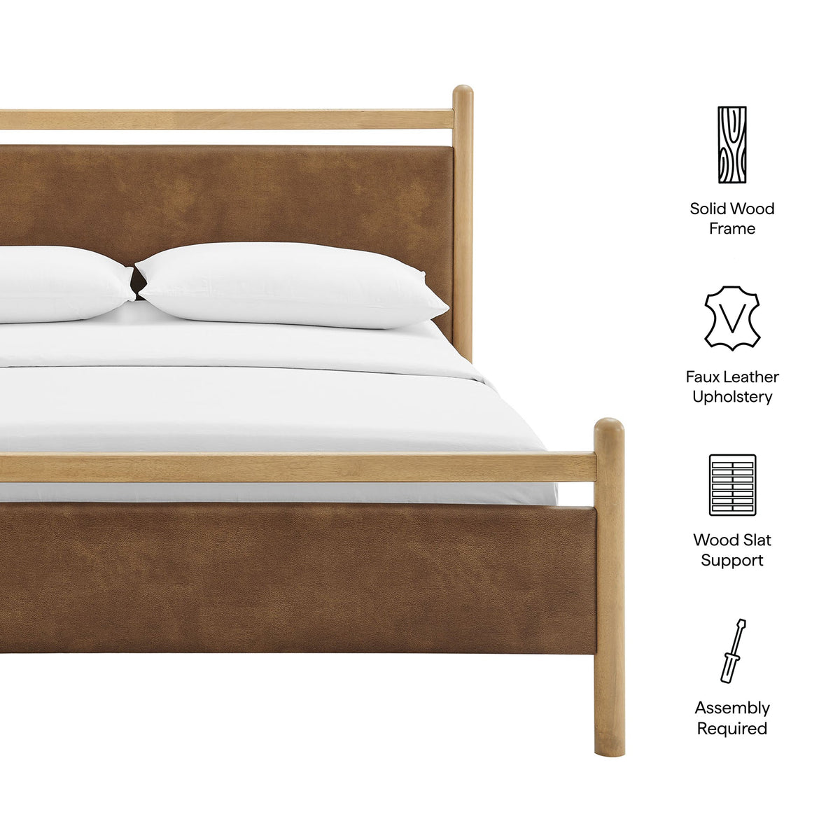 Ginny vegan leather platform bed frame by Modway with wood frame & faux leather upholstery on Tampa Home & Garden Store