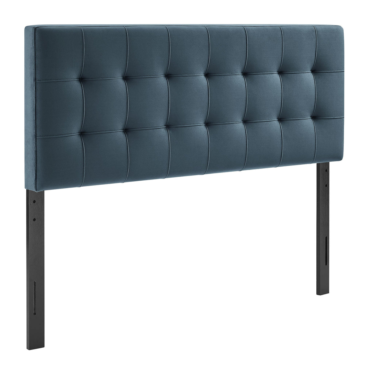 Lily Stain-Resistant Velvet Headboard by Modway, blue tufted grid-stitch with black legs on Tampa Home & Garden Store