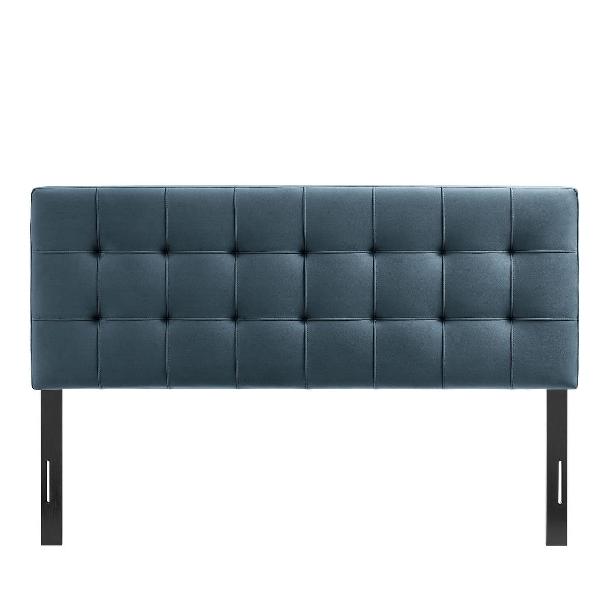 Lily stain-resistant velvet headboard in blue, tufted panel with black legs by Modway on Tampa Home & Garden Store