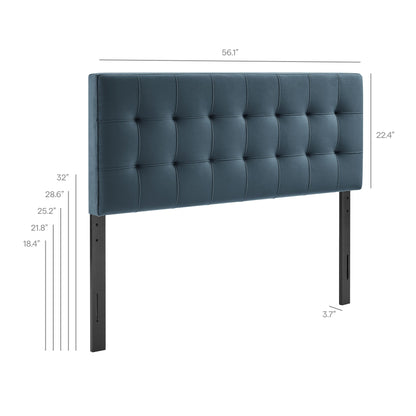 Lily stain-resistant performance velvet headboard in blue with tufted panels on Tampa Home & Garden Store