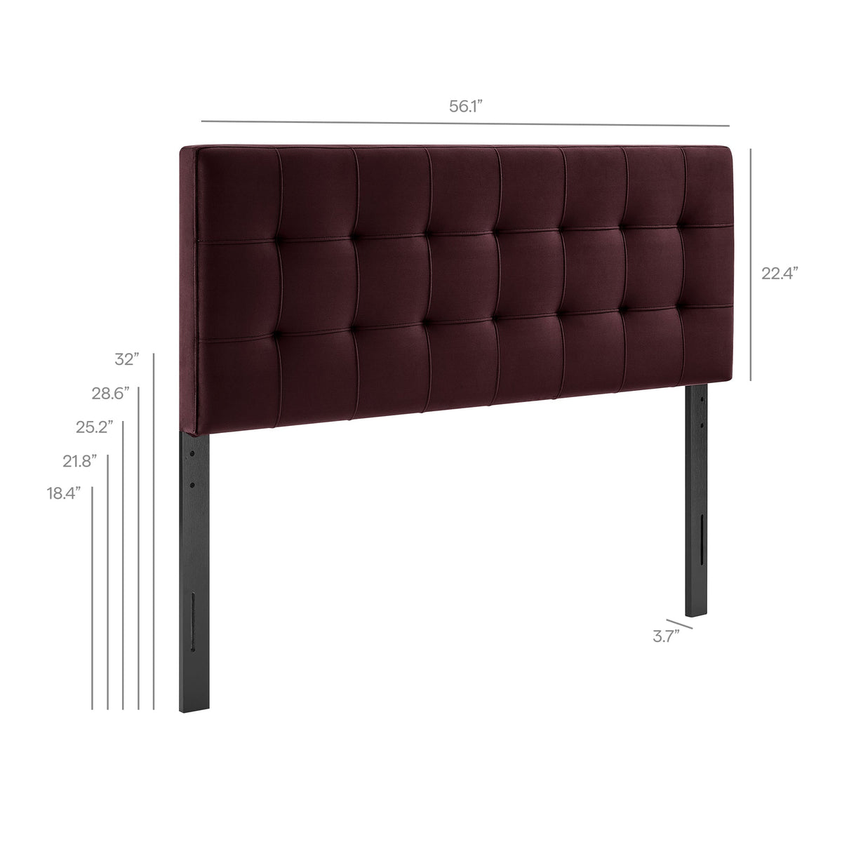 Lily stain-resistant performance velvet headboard by Modway in burgundy, tufted grid design on Tampa Home & Garden Store