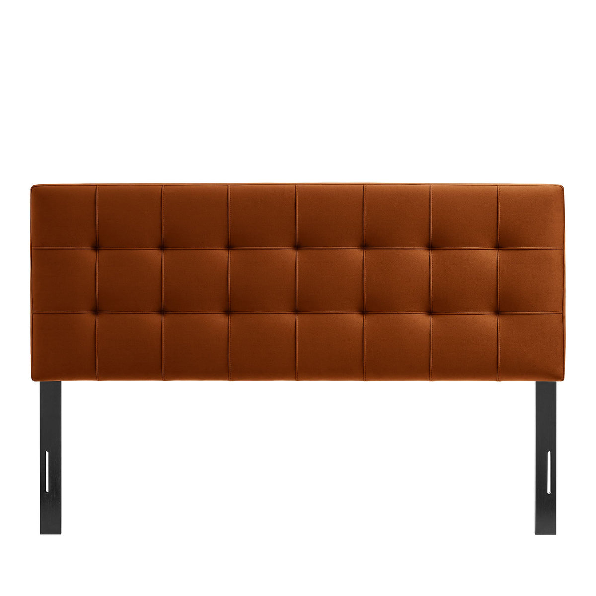 Lily Stain-Resistant Performance Velvet Headboard by Modway, orange-brown tufted with black legs on Tampa Home & Garden Store