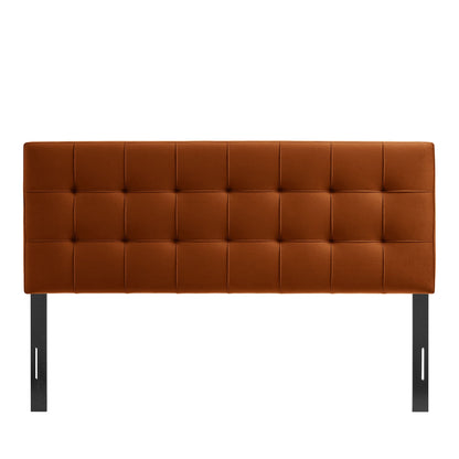 Lily Stain-Resistant Performance Velvet Headboard by Modway, orange-brown tufted with black legs on Tampa Home & Garden Store