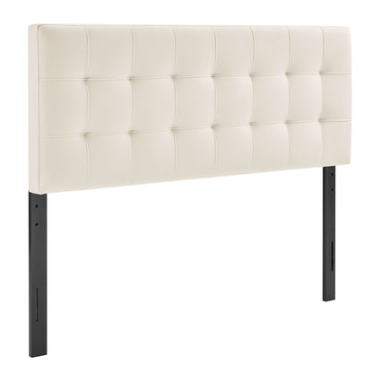 Lily Stain-Resistant Performance Velvet Headboard by Modway, cream tufted headboard with grid stitching and black metal legs on Tampa Home & Garden Store