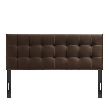 Brown Lily stain-resistant performance velvet headboard by Modway with square tufted panels on Tampa Home & Garden Store