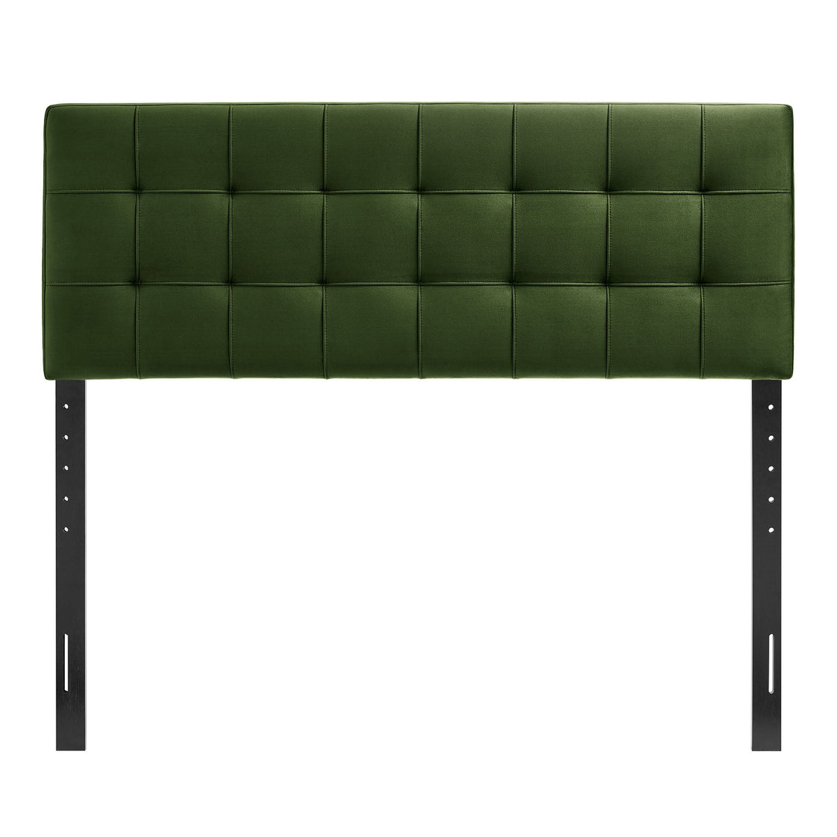 Lily Stain-Resistant Velvet Headboard by Modway, deep green tufted panel on metal legs on Tampa Home & Garden Store