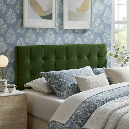 Lily stain-resistant performance velvet headboard by Modway in emerald green, tufted panels on Tampa Home & Garden Store