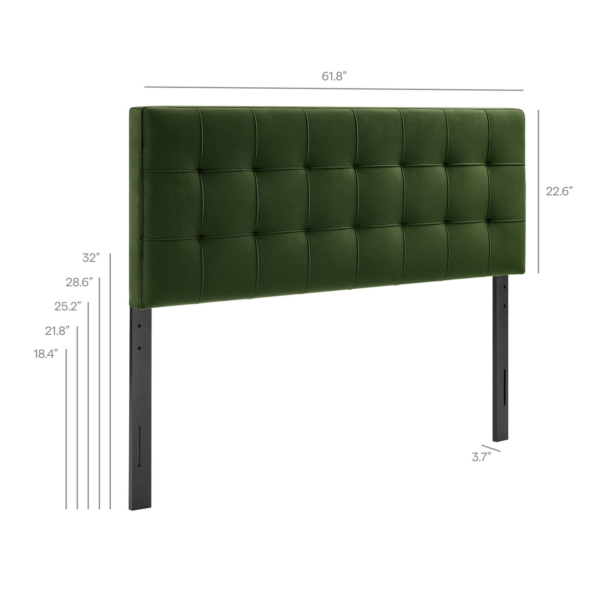 Lily Stain-Resistant Velvet Headboard emerald green with grid tufting and black legs on Tampa Home & Garden Store