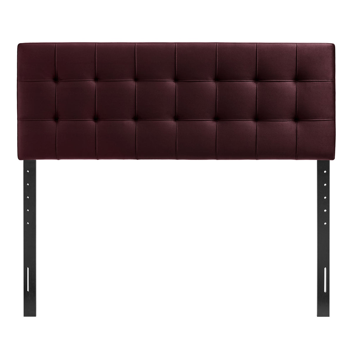 Lily stain-resistant velvet headboard in burgundy with black metal legs by Modway on Tampa Home & Garden Store