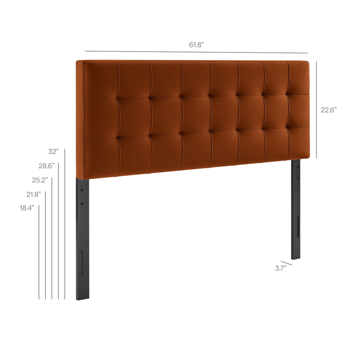 Lily stain-resistant velvet headboard by Modway, orange tufted with black metal legs HouseOfZazla on Tampa Home & Garden Store