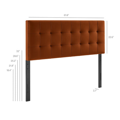 Lily stain-resistant velvet headboard by Modway, orange tufted with black metal legs HouseOfZazla on Tampa Home & Garden Store
