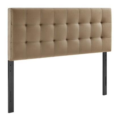 Lily stain-resistant velvet headboard taupe with tufted grid, by Modway for HouseOfZazla on Tampa Home & Garden Store