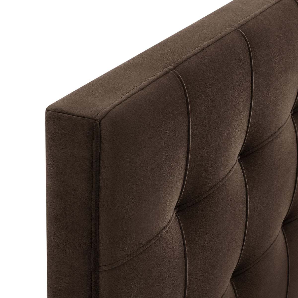 Lily stain-resistant performance velvet headboard by Modway in brown with stitched panels on Tampa Home & Garden Store