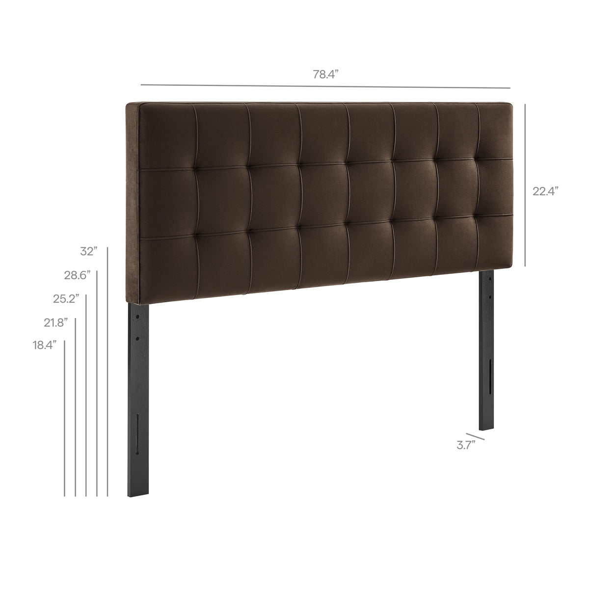 Lily stain-resistant performance velvet headboard by Modway in brown with tufted panels and legs on Tampa Home & Garden Store